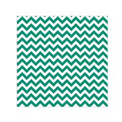 Emerald Green & White Zigzag Pattern Small Satin Scarf (square) by Zandiepants