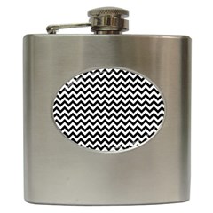 Black & White Zigzag Pattern Hip Flask (6 Oz) by Zandiepants