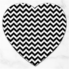 Black & White Zigzag Pattern Jigsaw Puzzle (heart) by Zandiepants