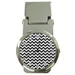 Black & White Zigzag Pattern Money Clip Watch Front