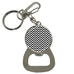 Black & White Zigzag Pattern Bottle Opener Key Chain by Zandiepants