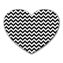 Black & White Zigzag Pattern Heart Mousepad by Zandiepants