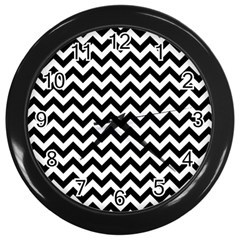 Black & White Zigzag Pattern Wall Clock (black) by Zandiepants