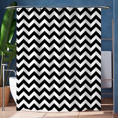 Black & White Zigzag Pattern Shower Curtain 60  X 72  (medium) by Zandiepants