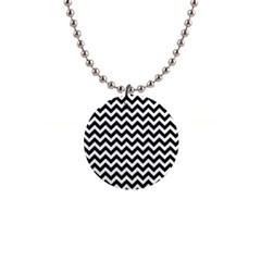 Black & White Zigzag Pattern 1  Button Necklace by Zandiepants