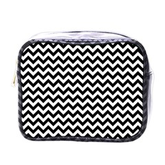 Black & White Zigzag Pattern Mini Toiletries Bag (one Side) by Zandiepants