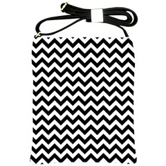 Black & White Zigzag Pattern Shoulder Sling Bag by Zandiepants