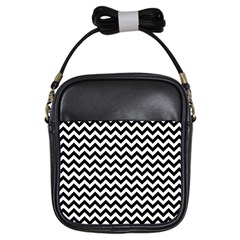 Black & White Zigzag Pattern Girls Sling Bag by Zandiepants