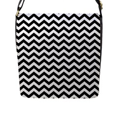 Black & White Zigzag Pattern Flap Closure Messenger Bag (l) by Zandiepants