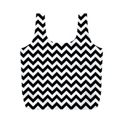 Black & White Zigzag Pattern Full Print Recycle Bag (m) by Zandiepants