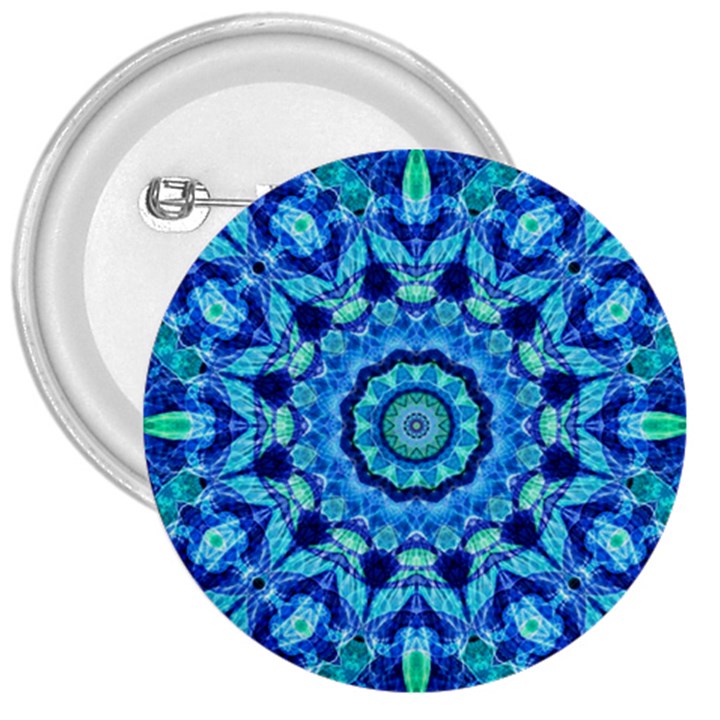 Blue Sea Jewel Mandala 3  Button