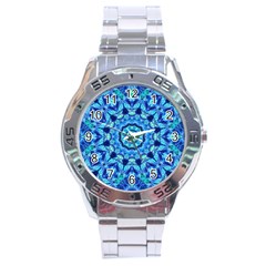 Blue Sea Jewel Mandala Stainless Steel Analogue Watch