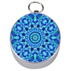 Blue Sea Jewel Mandala Silver Compass