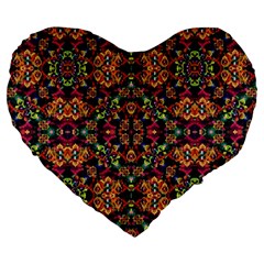 Luxury Boho Baroque Large 19  Premium Flano Heart Shape Cushions