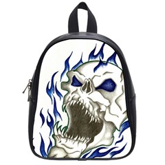 Blue Flame Skull School Bags (small)  by Limitless