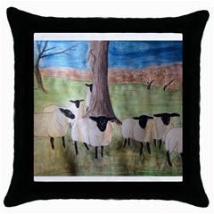 Counting Sheep Throw Pillow Case (Black)