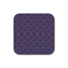 Stylized Floral Check Rubber Square Coaster (4 Pack)  by dflcprints