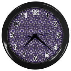 Stylized Floral Check Wall Clocks (black) by dflcprints