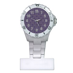 Stylized Floral Check Plastic Nurses Watch by dflcprints