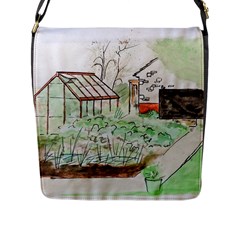 Watercolour Garden Flap Messenger Bag (l)  by DeneWestUK