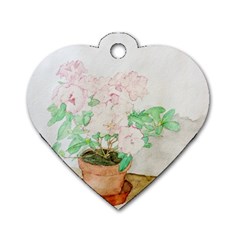 Watercolour Azalea Dog Tag Heart (one Side) by DeneWestUK