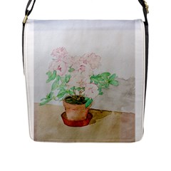 Watercolour Azalea Flap Messenger Bag (l)  by DeneWestUK