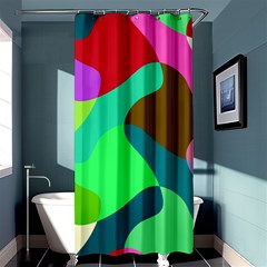 Retro Shapes                                   	shower Curtain 36  X 72 