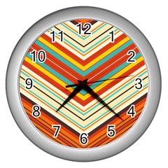 Bent Stripes                                    			wall Clock (silver)