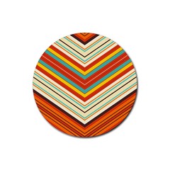 Bent Stripes                                    			rubber Coaster (round) by LalyLauraFLM