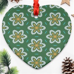 Yellow Flowers Pattern                                    			ornament (heart) by LalyLauraFLM