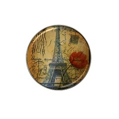 Vintage Stamps Postage Poppy Flower Floral Eiffel Tower Vintage Paris Golf Ball Marker (for Hat Clip) by chicelegantboutique