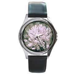 White Flower Round Metal Watch by uniquedesignsbycassie