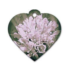 White Flower Dog Tag Heart (two Sides)