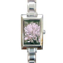 White Flower Rectangle Italian Charm Watch by uniquedesignsbycassie