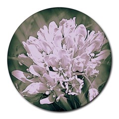 White Flower Round Mousepads