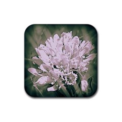 White Flower Rubber Coaster (square) 