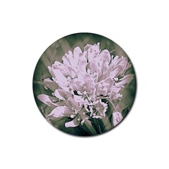 White Flower Rubber Coaster (round) 