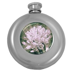 White Flower Round Hip Flask (5 Oz)