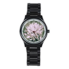 White Flower Stainless Steel Round Watch