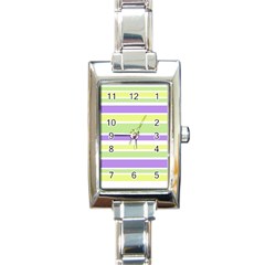 Yellow Purple Green Stripes Rectangle Italian Charm Watch by BrightVibesDesign