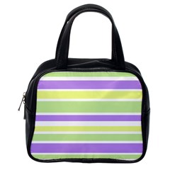 Yellow Purple Green Stripes Classic Handbags (one Side) by BrightVibesDesign