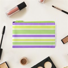 Yellow Purple Green Stripes Cosmetic Bag (xs)