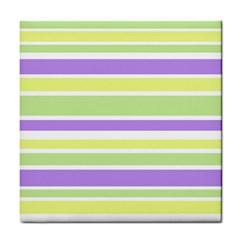 Yellow Purple Green Stripes Tile Coasters