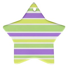 Yellow Purple Green Stripes Ornament (star)  by BrightVibesDesign