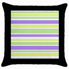 Yellow Purple Green Stripes Throw Pillow Case (black) by BrightVibesDesign