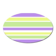 Yellow Purple Green Stripes Oval Magnet by BrightVibesDesign