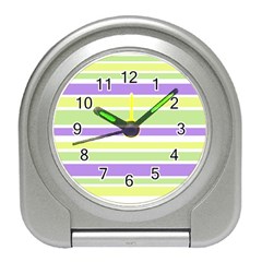 Yellow Purple Green Stripes Travel Alarm Clocks by BrightVibesDesign