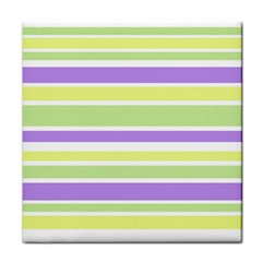 Yellow Purple Green Stripes Face Towel by BrightVibesDesign