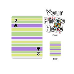 Yellow Purple Green Stripes Playing Cards 54 (mini)  by BrightVibesDesign