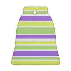 Yellow Purple Green Stripes Ornament (bell)  by BrightVibesDesign